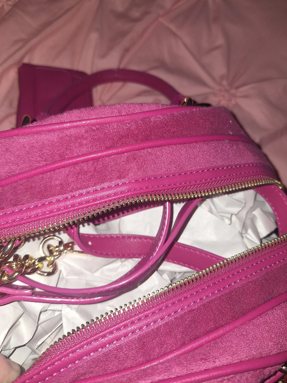 EXCLUSIVE Juicy Couture Pink Velvet Dome Satchel with Heart Charm